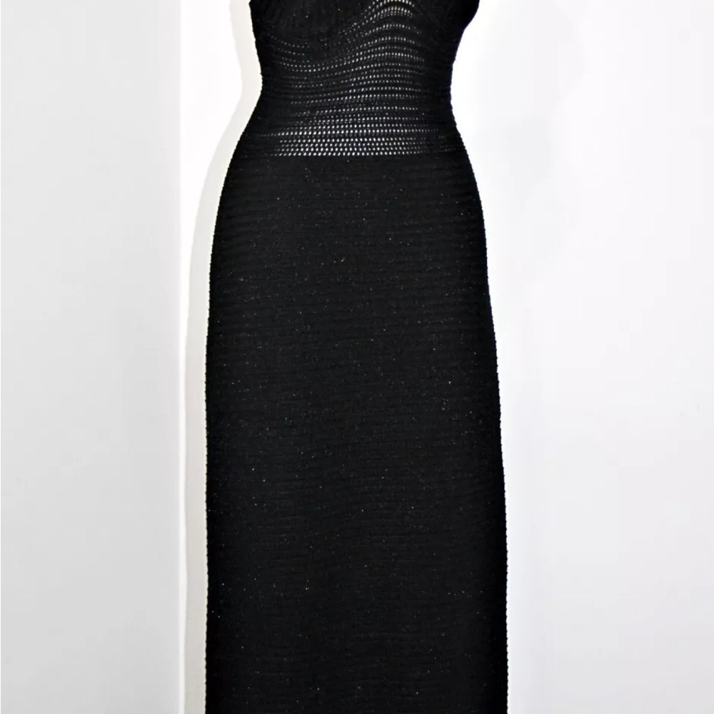 Torn by Ronny Kobo Madi Open-Back Knit Crochet Maxi Dress Black Size M - Picture 8 of 15